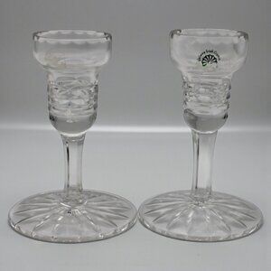 Galway Irish Crystal Candle Holders With Intricate Design - Set Of 2